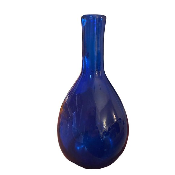 Vintage Cobalt Glass Blown Bud Vase 8 Inch High Midcentury - Picture 3 of 5